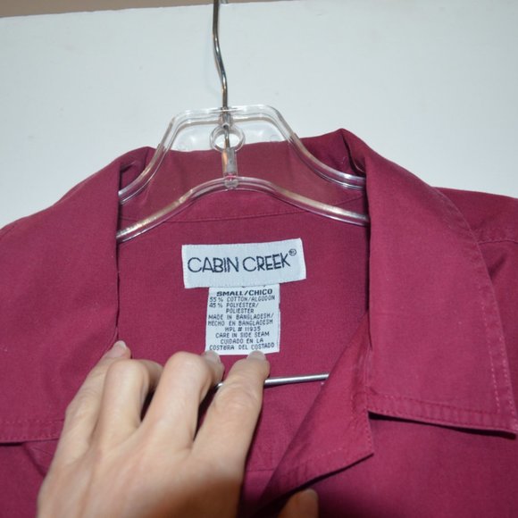CABIN CREEK (R) Long Sleeves Red Button-Down Shirt Front Pocket Small/Chico - Picture 3 of 12